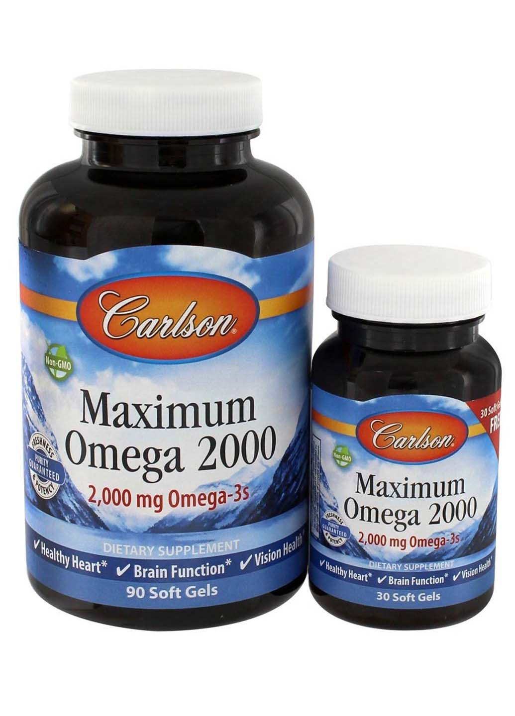 Максимум Омега со вкусом лимона 2000 м 90+30 капсул Carlson Labs (257470555)