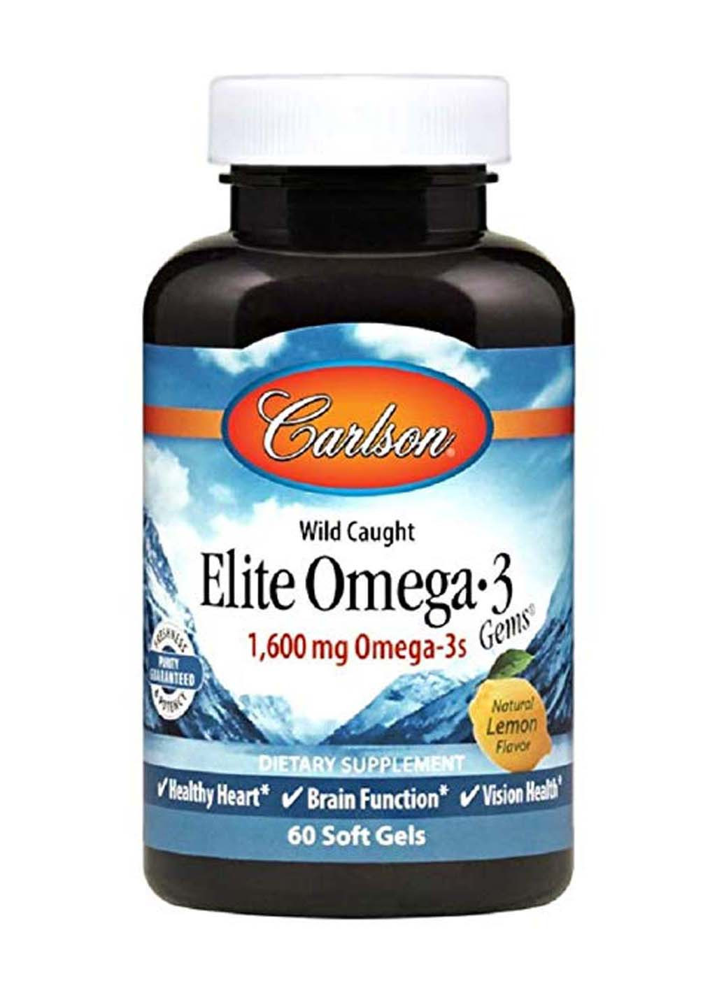 Риб'ячий жир Elite Omega-3 Лимон 1600 мг 60 капсул Carlson Labs (257470533)