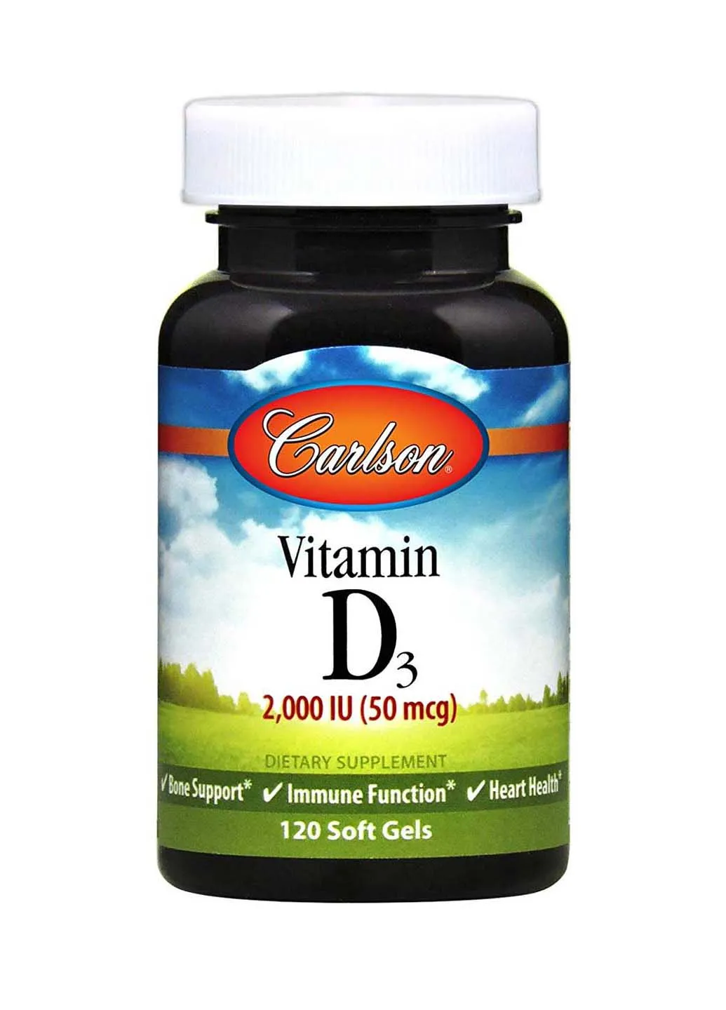 Витамин D3 2000 МЕ 120 гелевых капсул Carlson Labs (257470520)