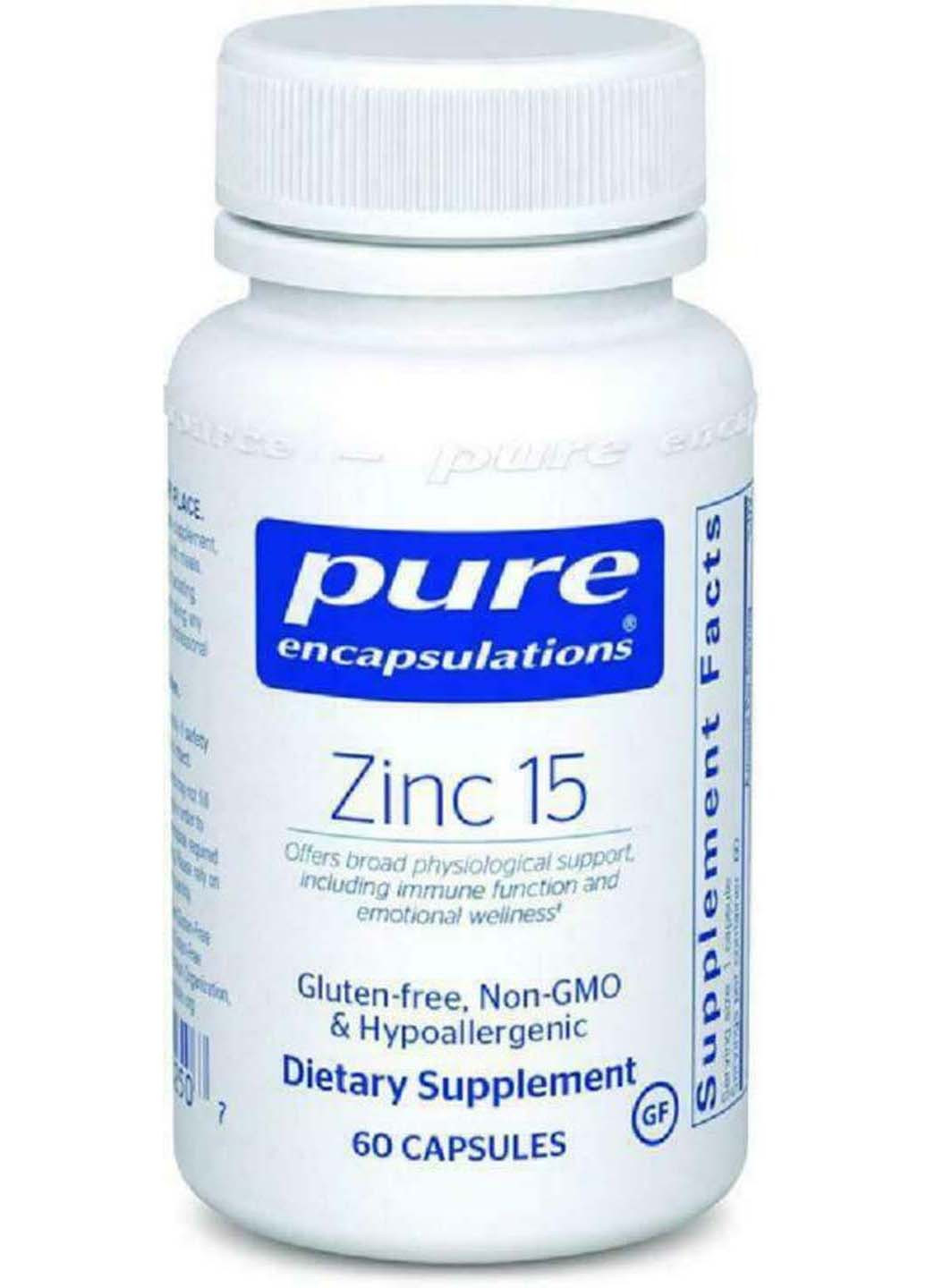 Цинк пиколинат Zinc для поддержки иммунной системы и репродуктивного здоровья 15 мг 60 капсул Pure Encapsulations (257470600)