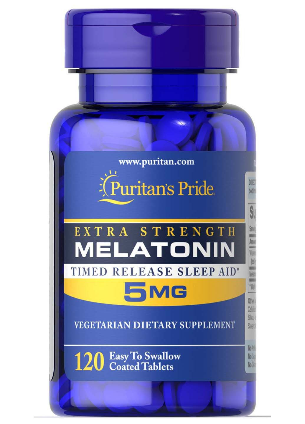 Мелатонін 5 мг 120 таблеток повільного вивільнення Puritans Pride (257470584)