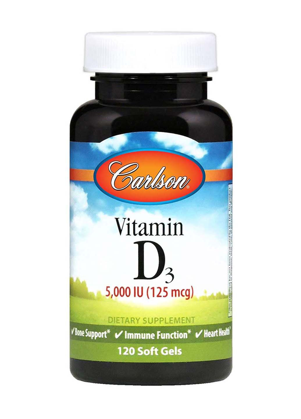 Вітамін Д-3 5000 МО 120 гелевих капсул Carlson Labs (257470551)