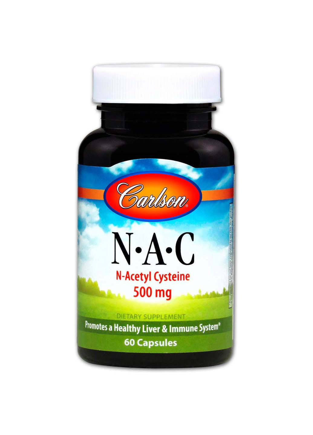 Ацетилцистеїн АЦЦ N·A·C 500 мг 60 капсул Carlson Labs (257470542)