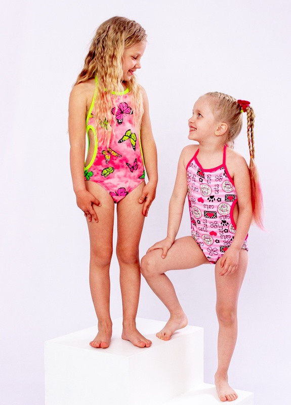 Червоний літній купальник для дівчинки р. 110 киці (малина) носи своє (4003-043-v7) Носи своє