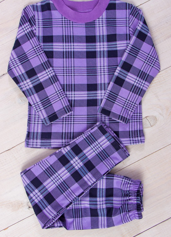 Фіолетова всесезон піжама для дівчинки (тепла) р. 98 клітина (бузок) носи своє (6076-024-5-v60) Носи своє