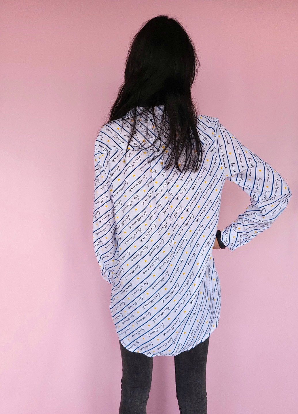 Біла блуза-рубашка в смужку біла Be Loved