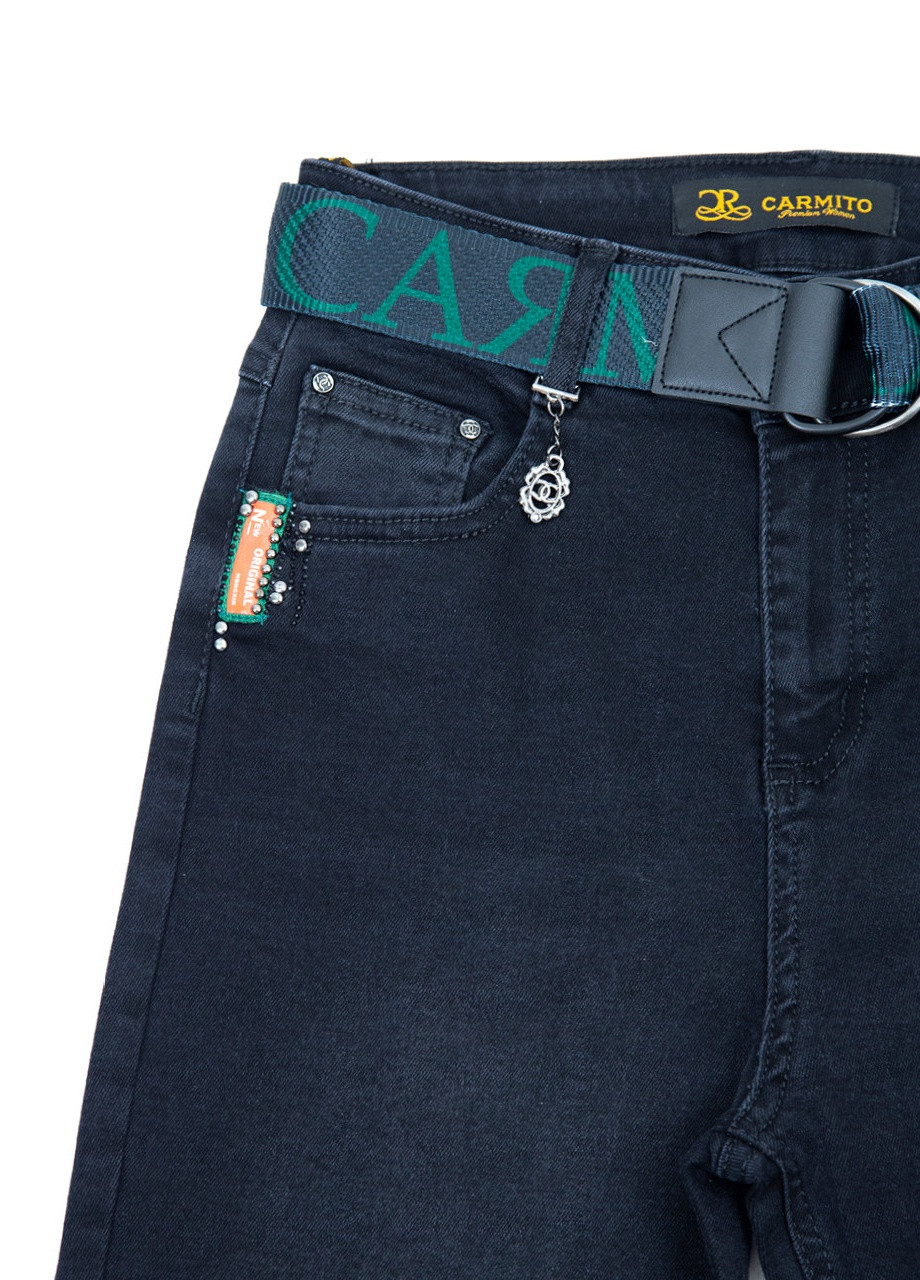 Женские джинсы черно-серые с высокой посадкой узкие MOM CARMITO - (257455414)