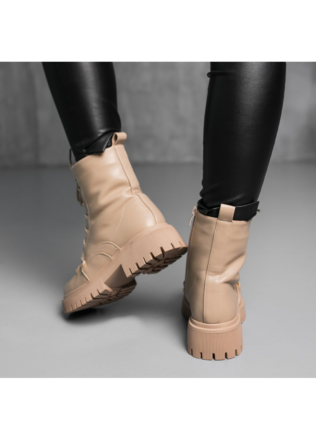Зимние ботинки женские зимние echo 3879 235 бежевый Fashion из искусственной кожи