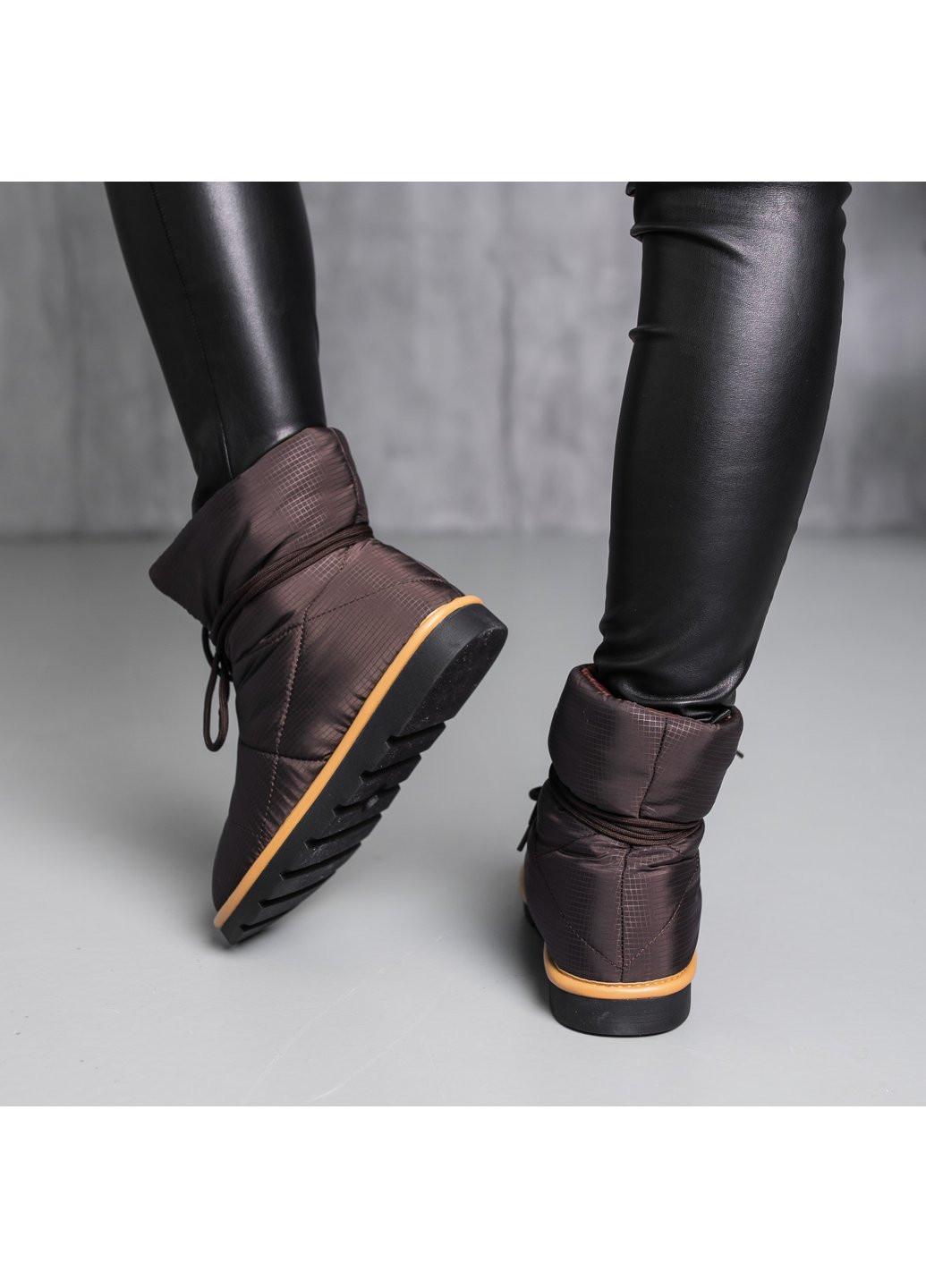 Зимние ботинки дутики женские jigsaw 3883 235 коричневый Fashion тканевые