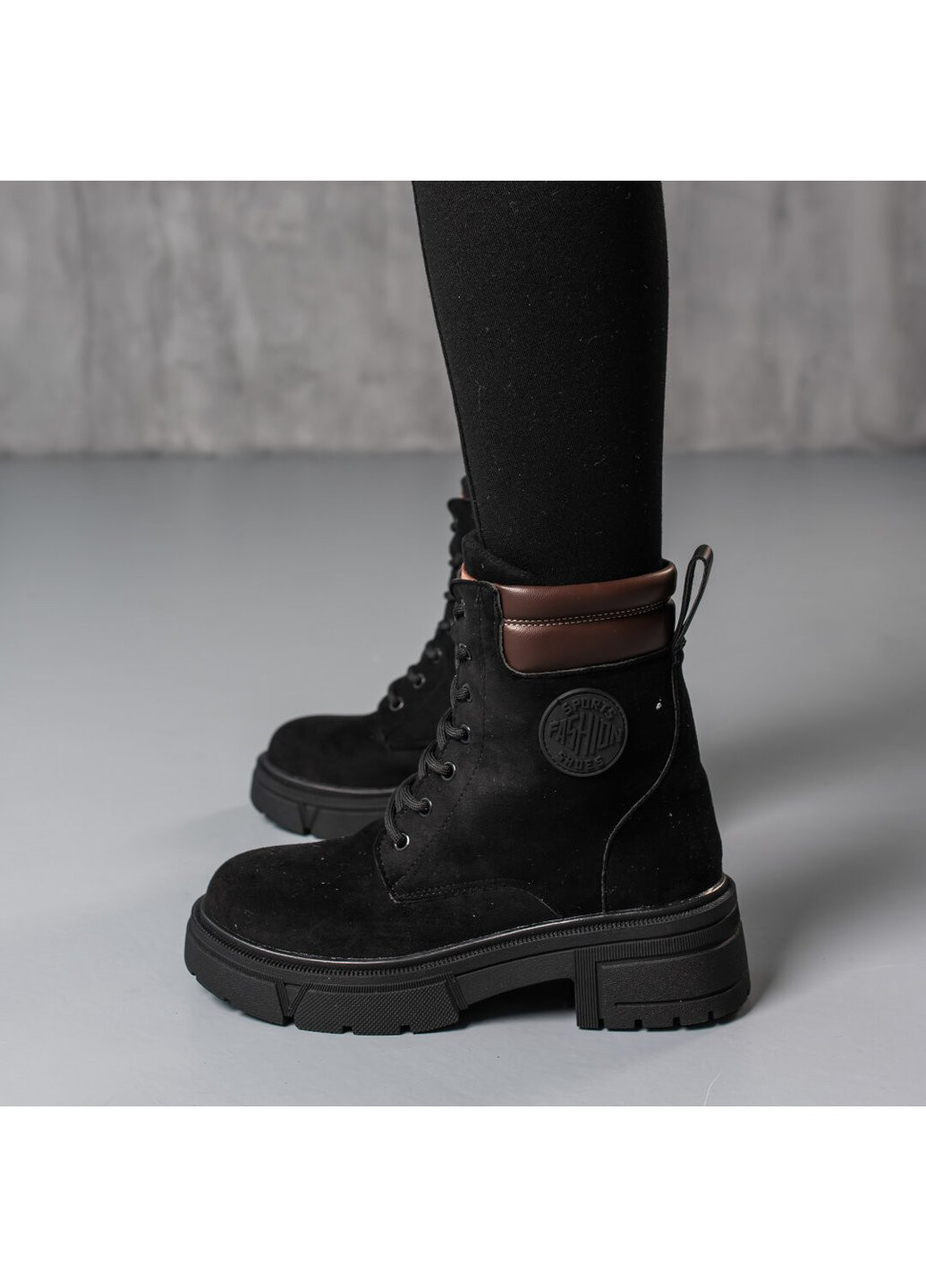 Зимние ботинки женские зимние zsa 3804 235 черный Fashion из искусственной замши