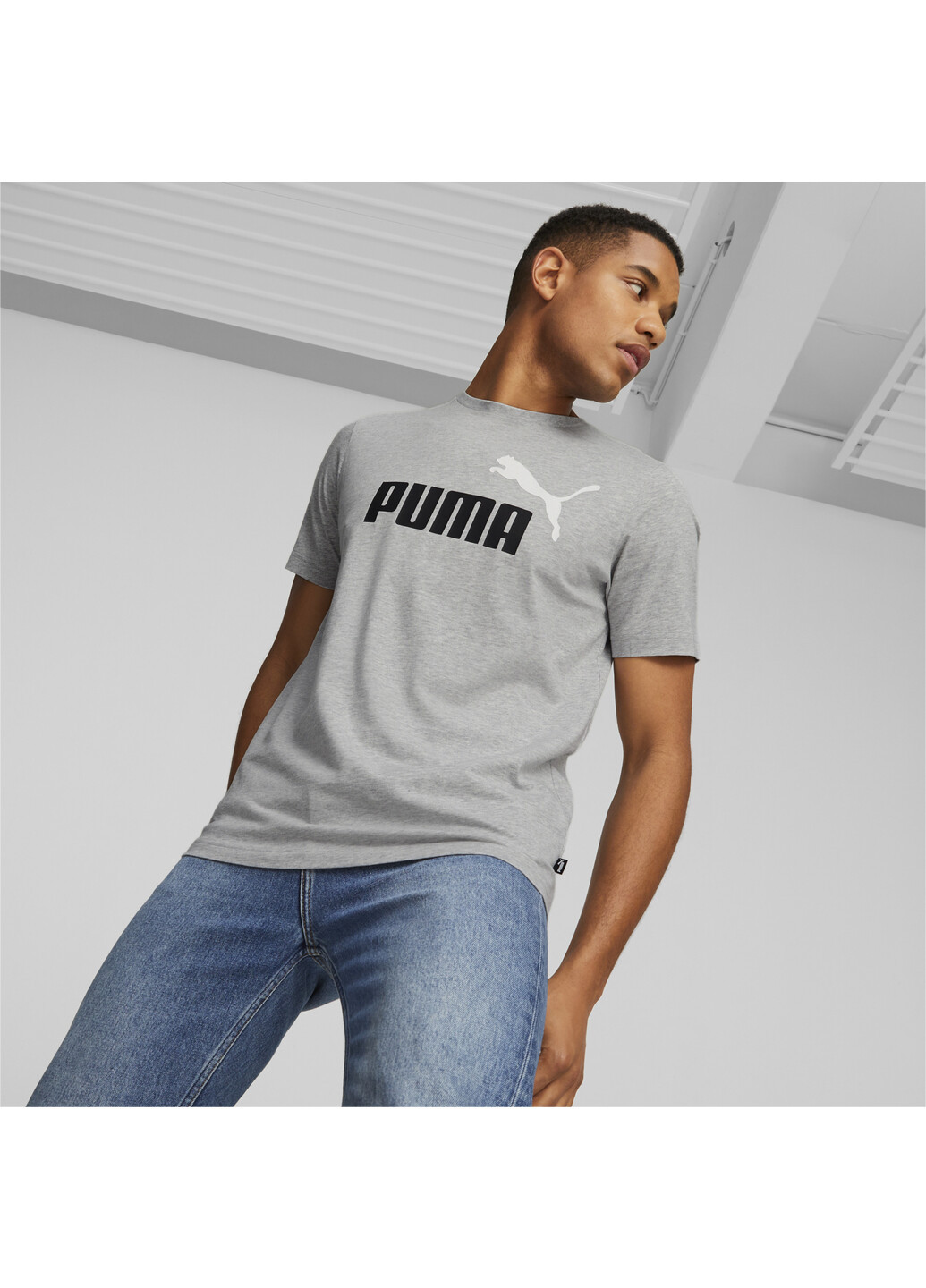 Сіра футболка essentials+ 2 colour logo men's tee Puma