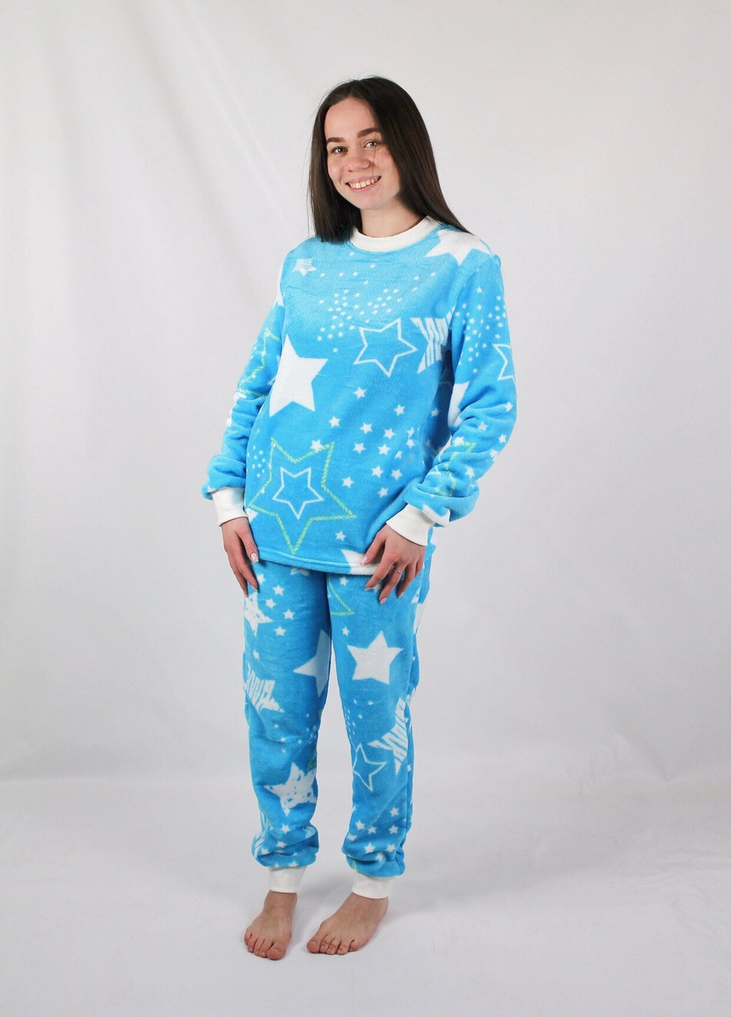 Бирюзовый пижама женская для дома (принт звезда) N.EL.