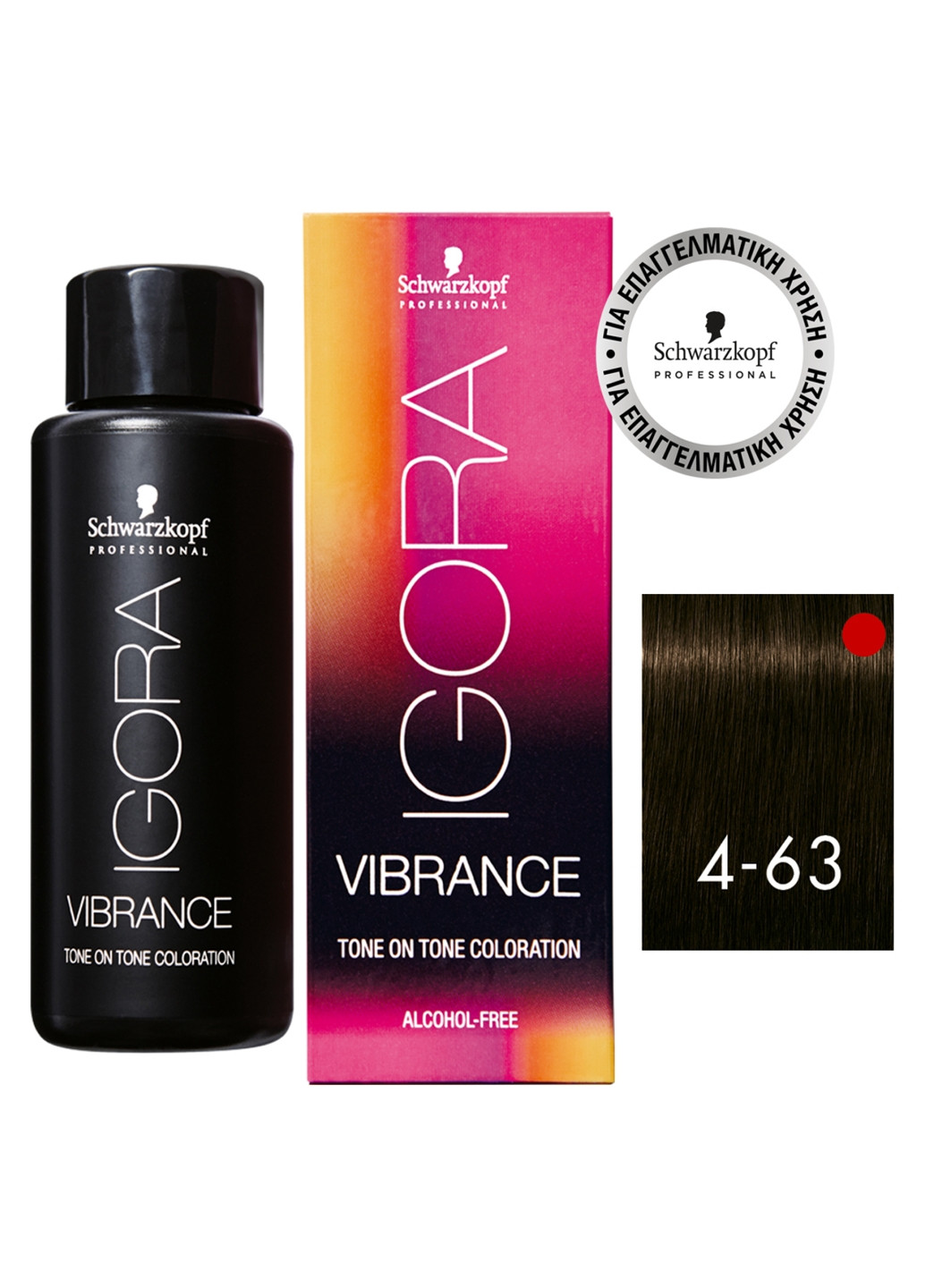 Фарба для волосся Prof. Igora Vibrance Alcohol-Free 4-63 Середньо-коричневий шоколадний матовий, 60мл Schwarzkopf 7702045560565 (257476574)