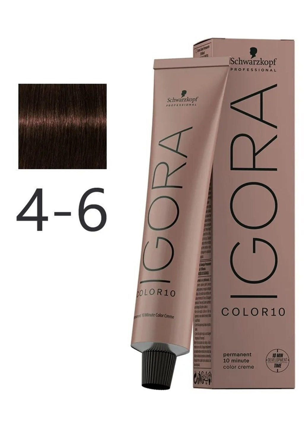Перманентная краска для волос Professional Igora Color10 4-6 Средне-коричневый шоколадный, 60мл Schwarzkopf 4045787237696 (257476619)