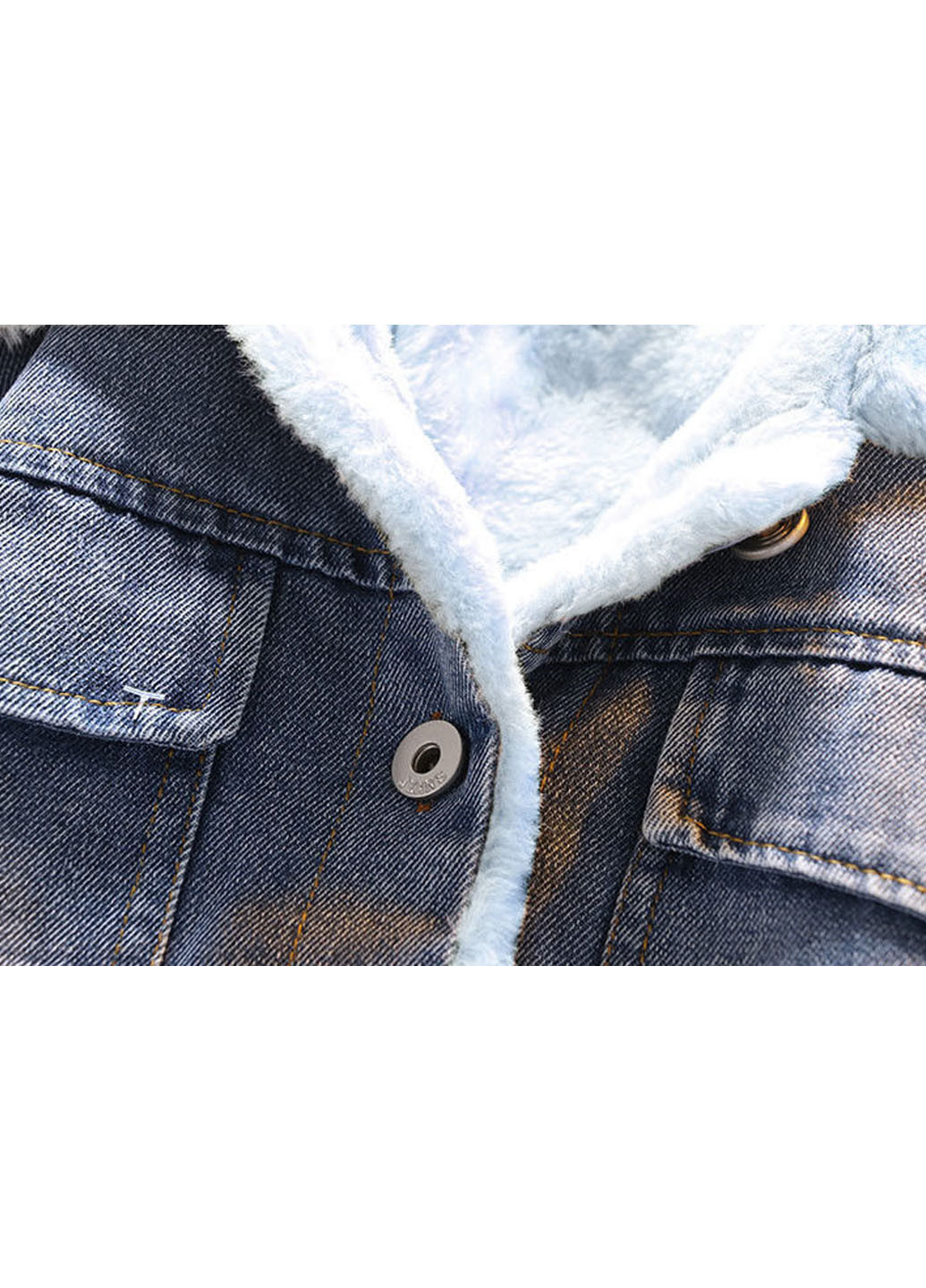 Синяя демисезонная утепленная джинсовая куртка No Brand