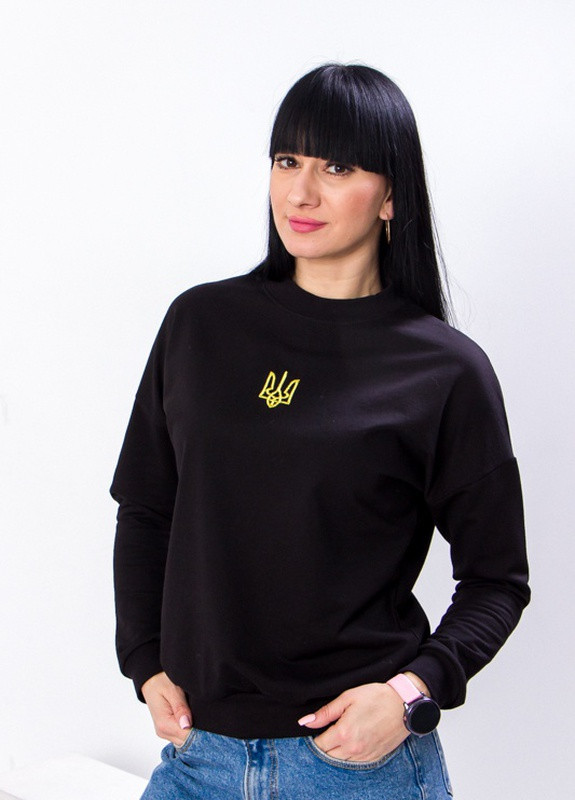 Носи своє світшот жіночий “family look” 42 (чорний (герб) носи своє (8175-057-22-v0) украинская символика черный кэжуал
