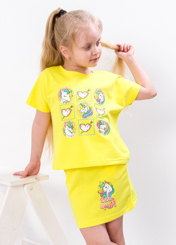 Желтый летний комплект для дівчинки (футболка+спідниця) 104 (жовтий) носи своє (6191-057-33-v32) Носи своє