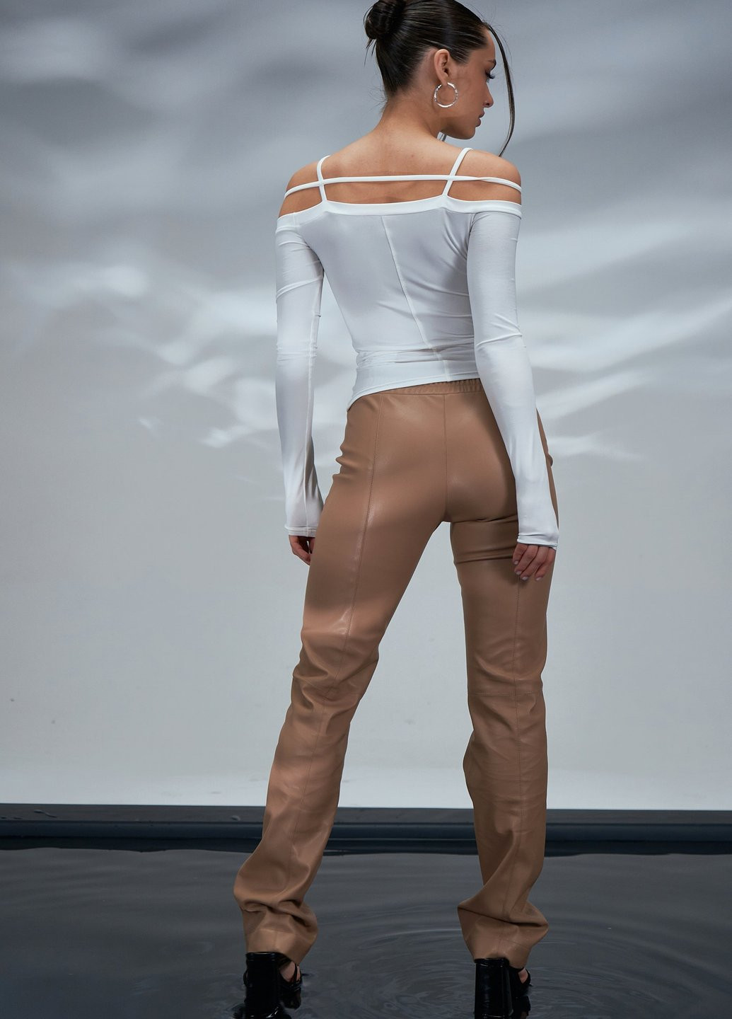 Бежеві штани з екошкіри Gepur (257489002)