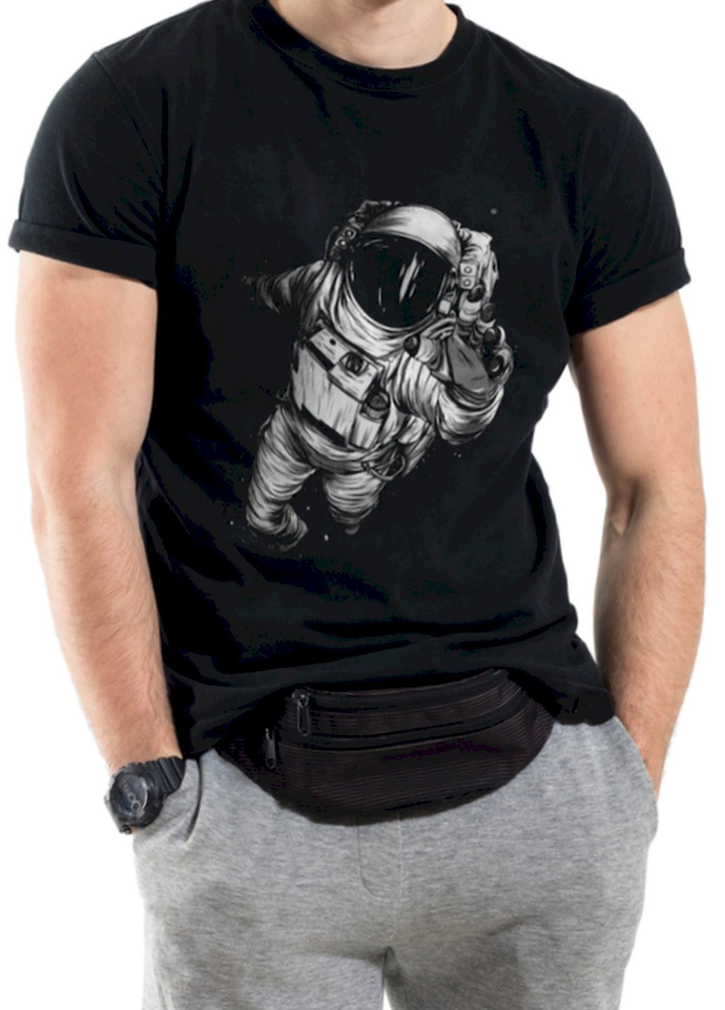 Чорна футболка чоловіча чорна Trace of Space