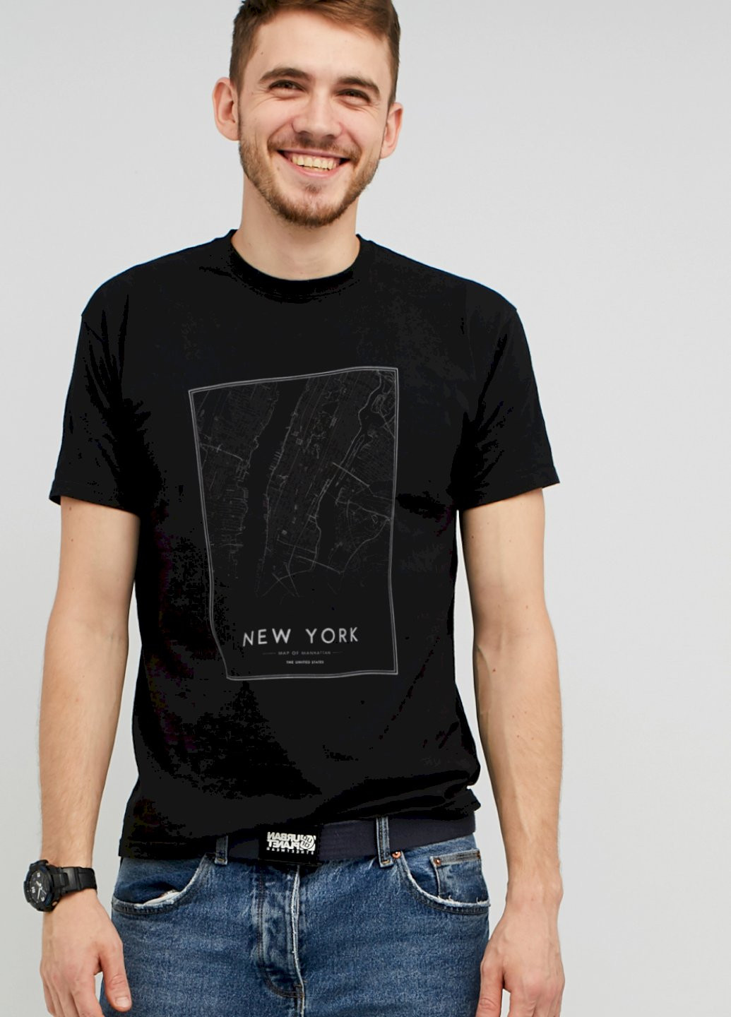 Черная футболка мужская черная "new york map" Memo