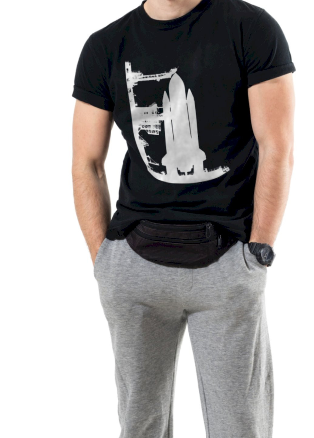 Чорна футболка чоловіча чорна Trace of Space