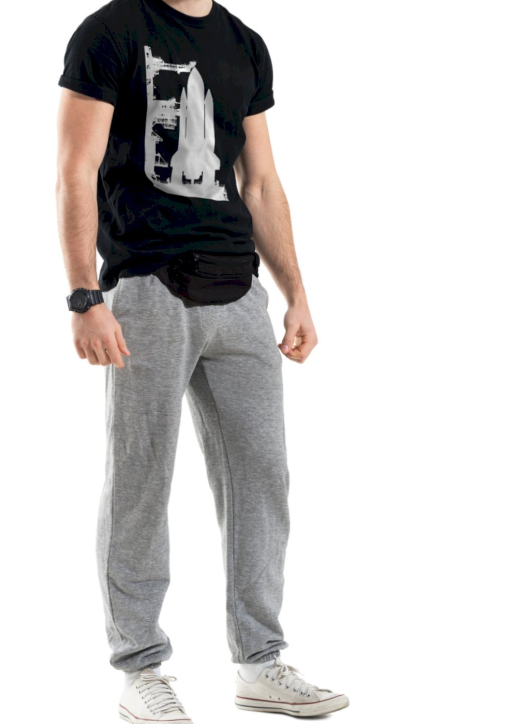 Чорна футболка чоловіча чорна Trace of Space