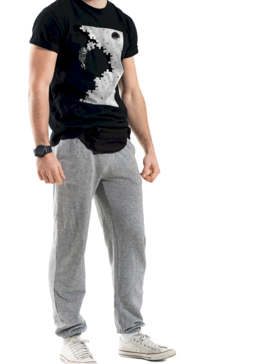 Черная футболка мужская черная "space puzzle " Trace of Space