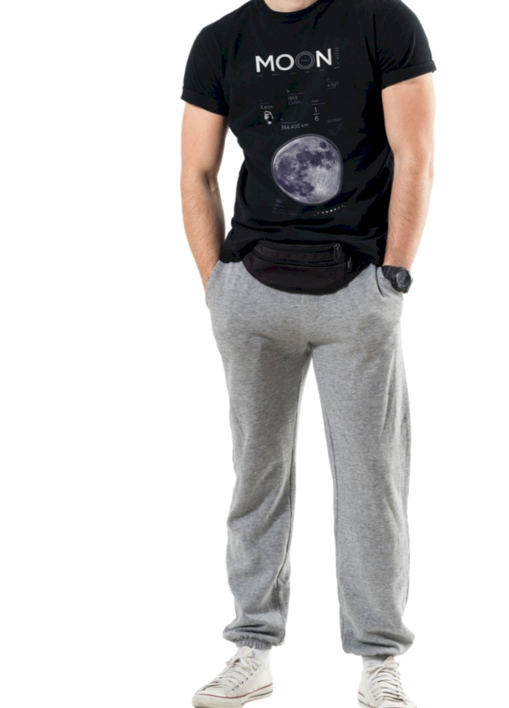 Чорна футболка чоловіча чорна "moon" Trace of Space