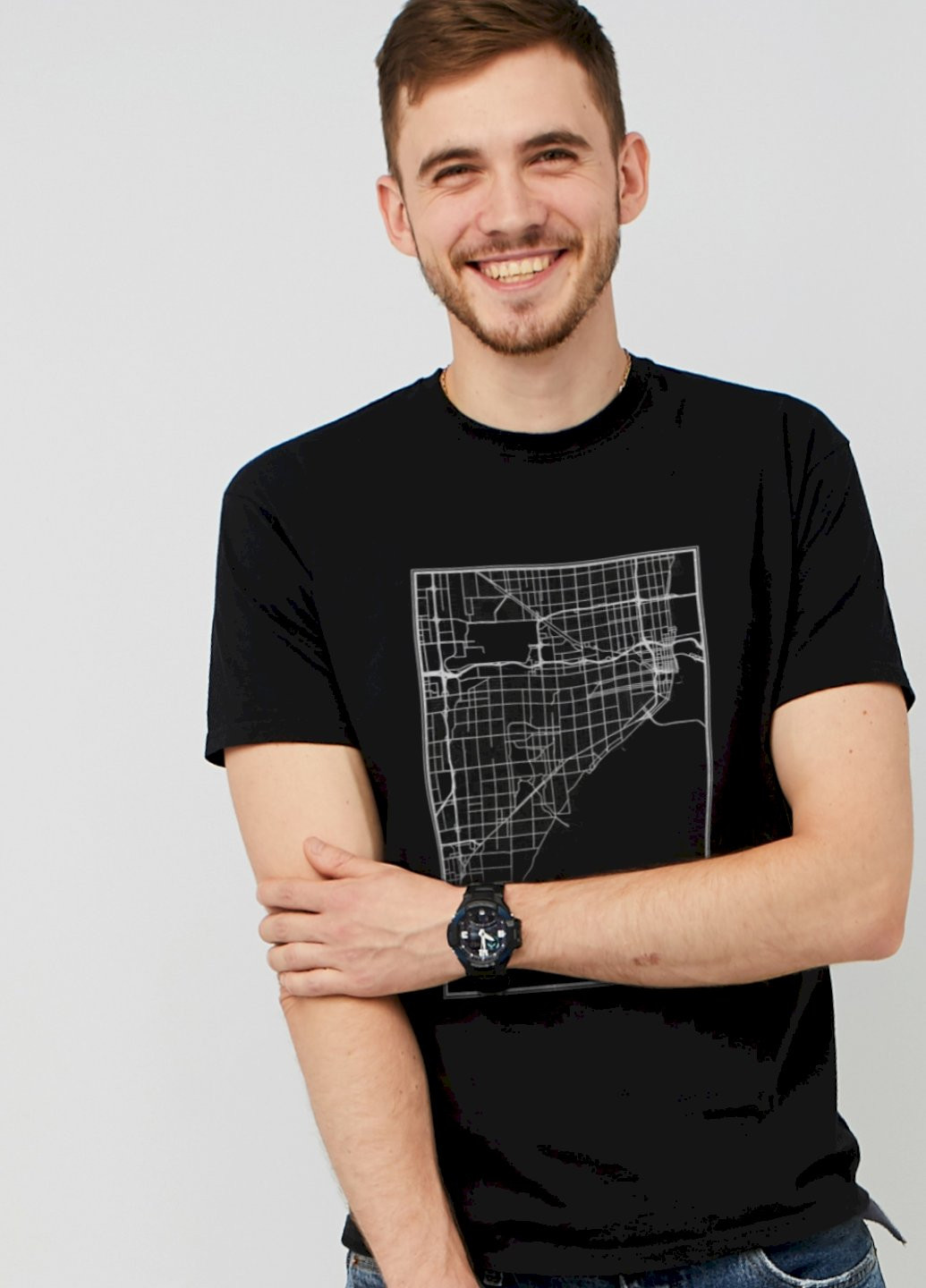 Черная футболка мужская черная "miami map" Memo