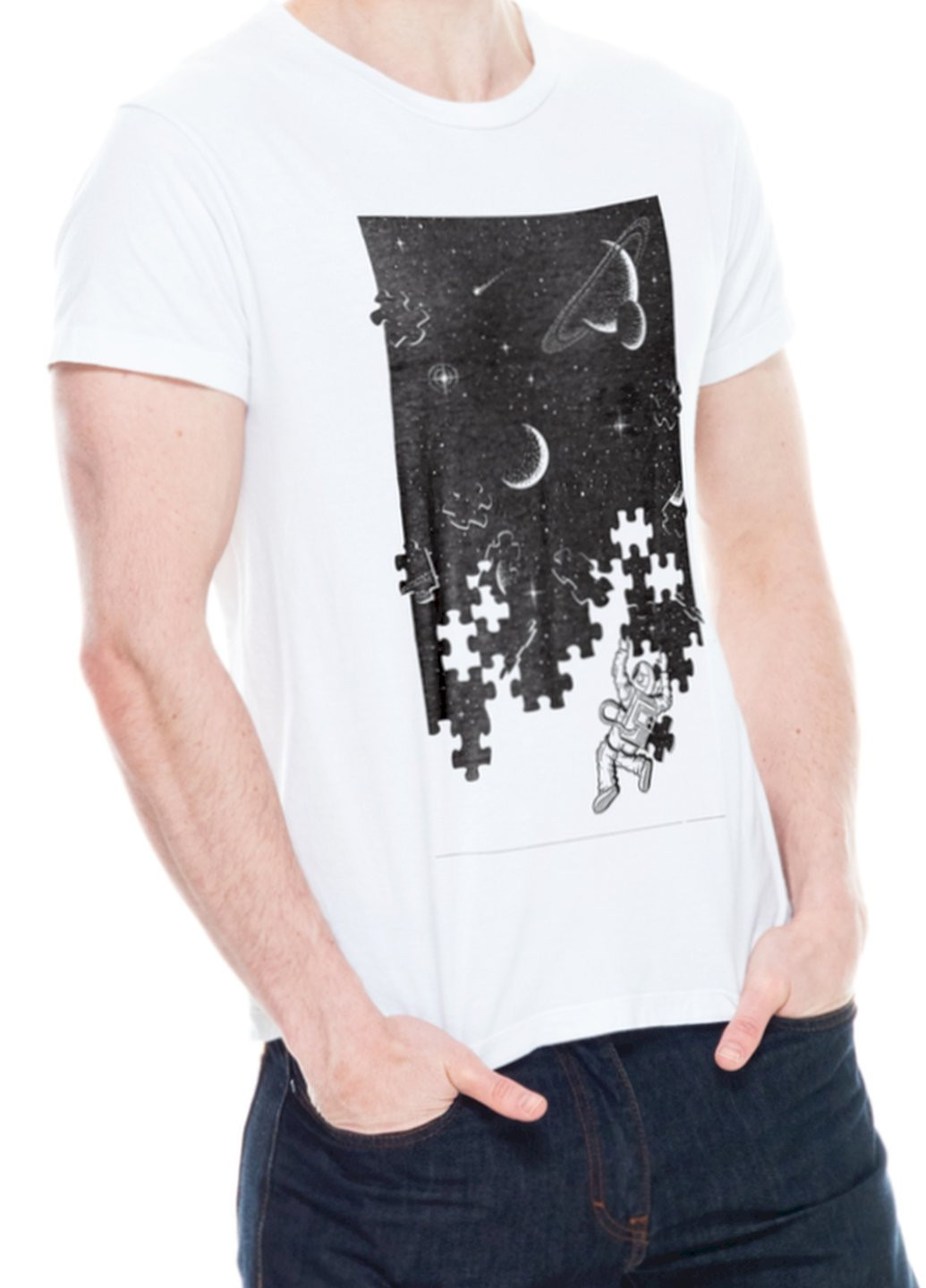 Біла футболка чоловіча біла "space pazle" Trace of Space