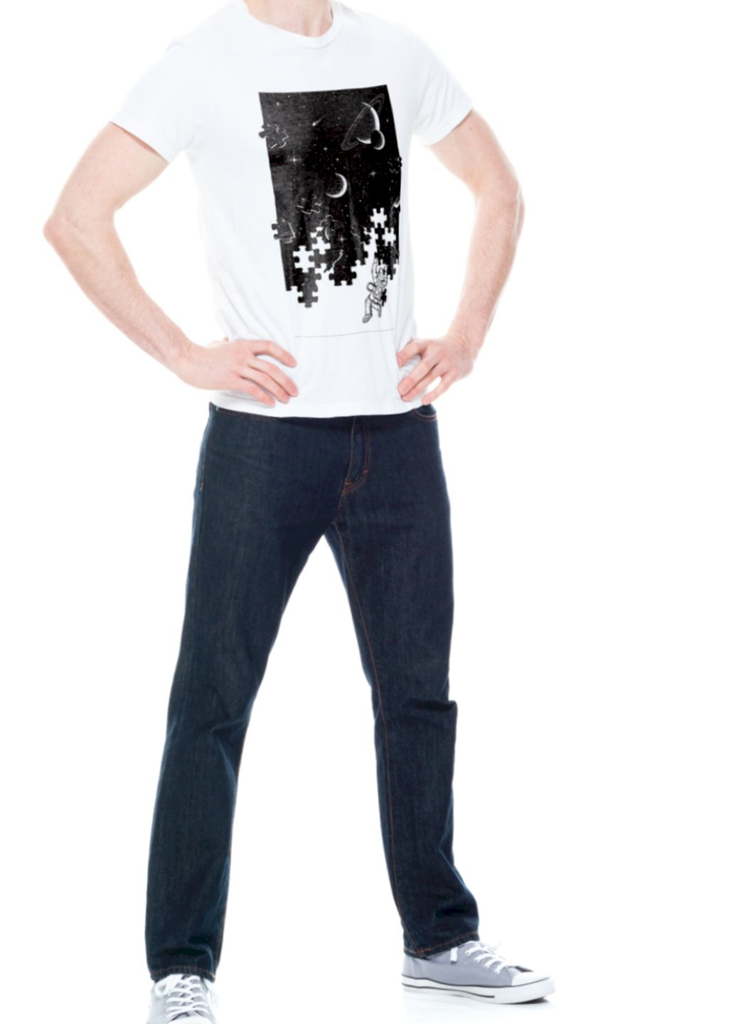Біла футболка чоловіча біла "space pazle" Trace of Space
