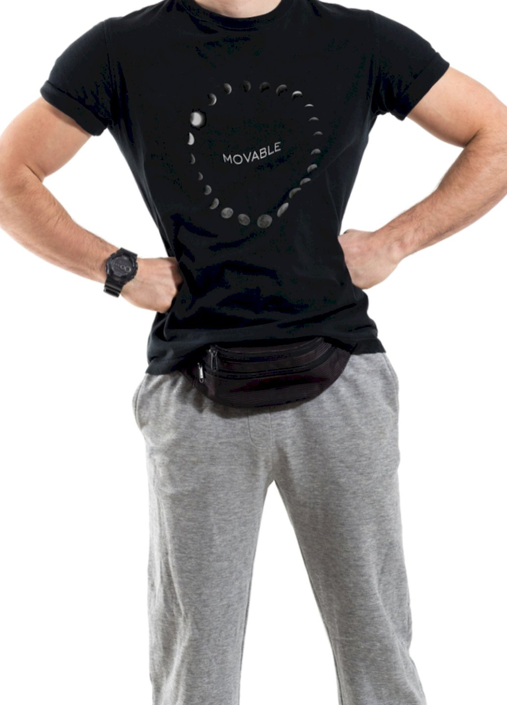 Чорна футболка чоловіча чорна "movable" Trace of Space