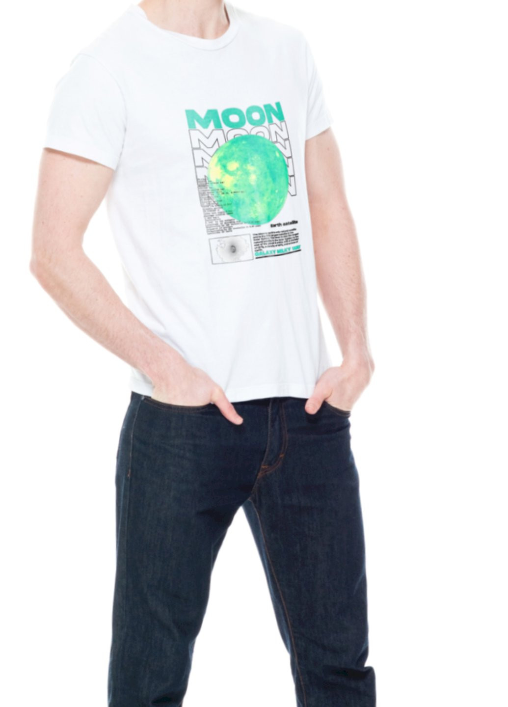 Белая футболка мужская белая "moon" Trace of Space