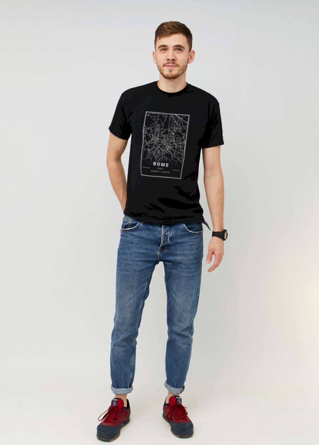 Черная футболка мужская черная "rome map" Memo
