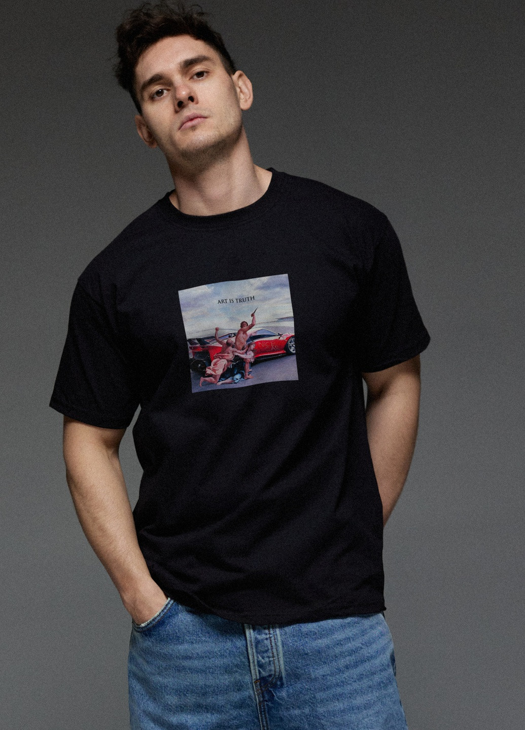 Черная футболка мужская черная " art is truth" Aspirine