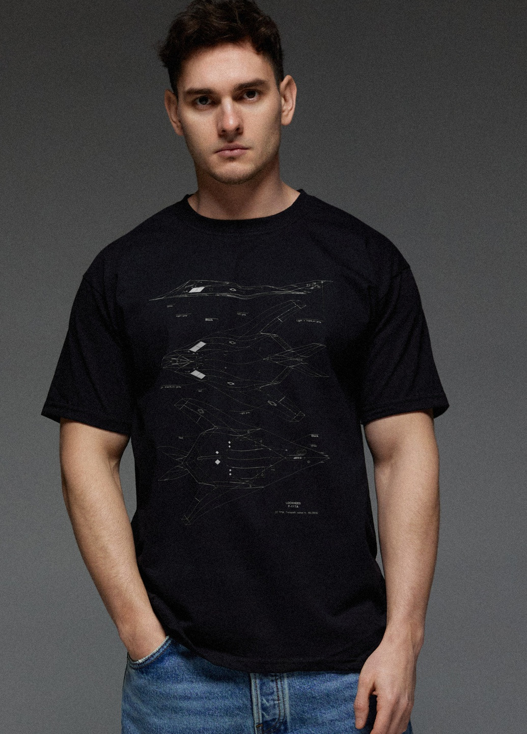 Черная футболка мужская черная " f117" Aspirine