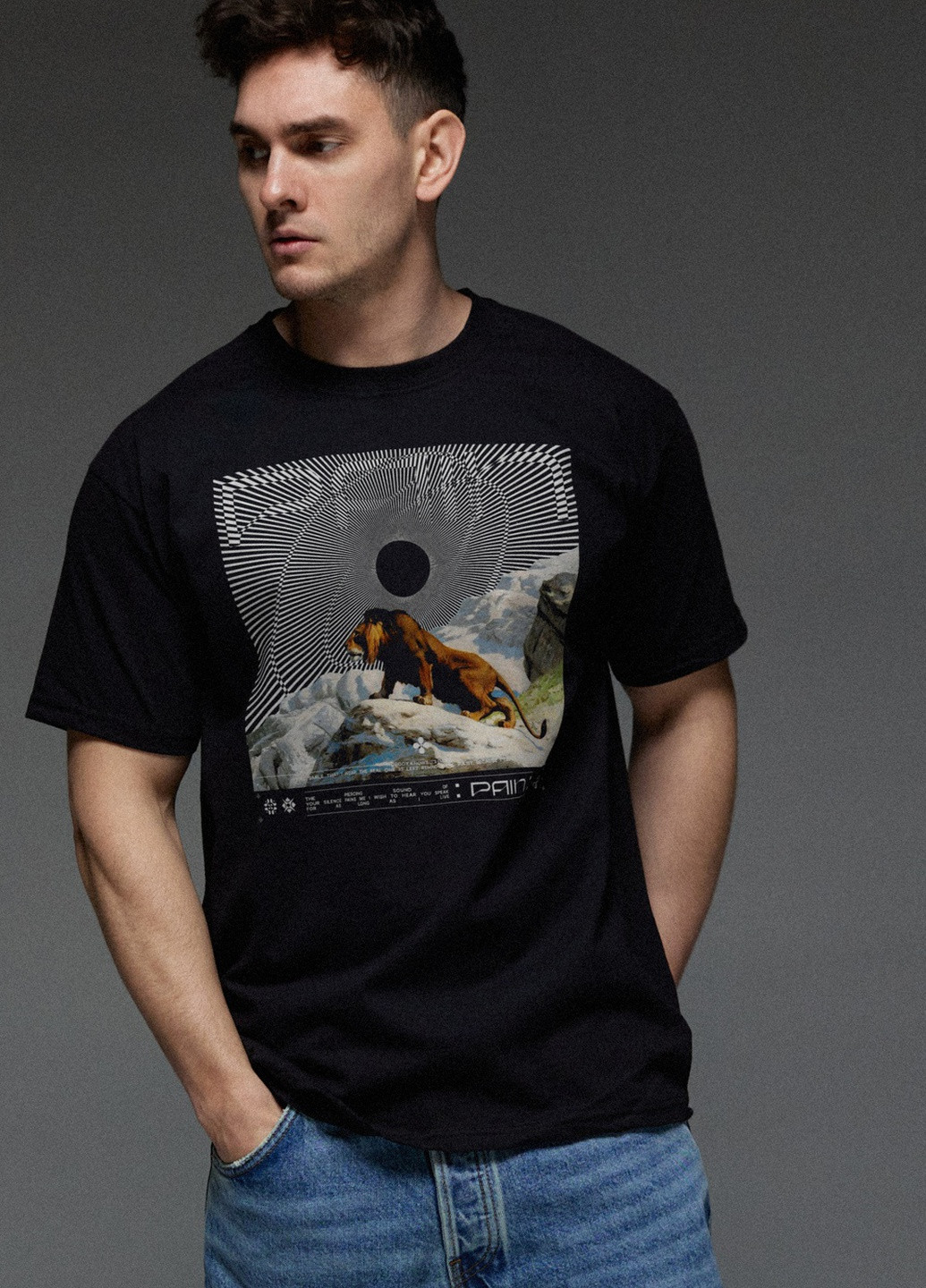 Чорна футболка чоловіча чорна " pain" Aspirine