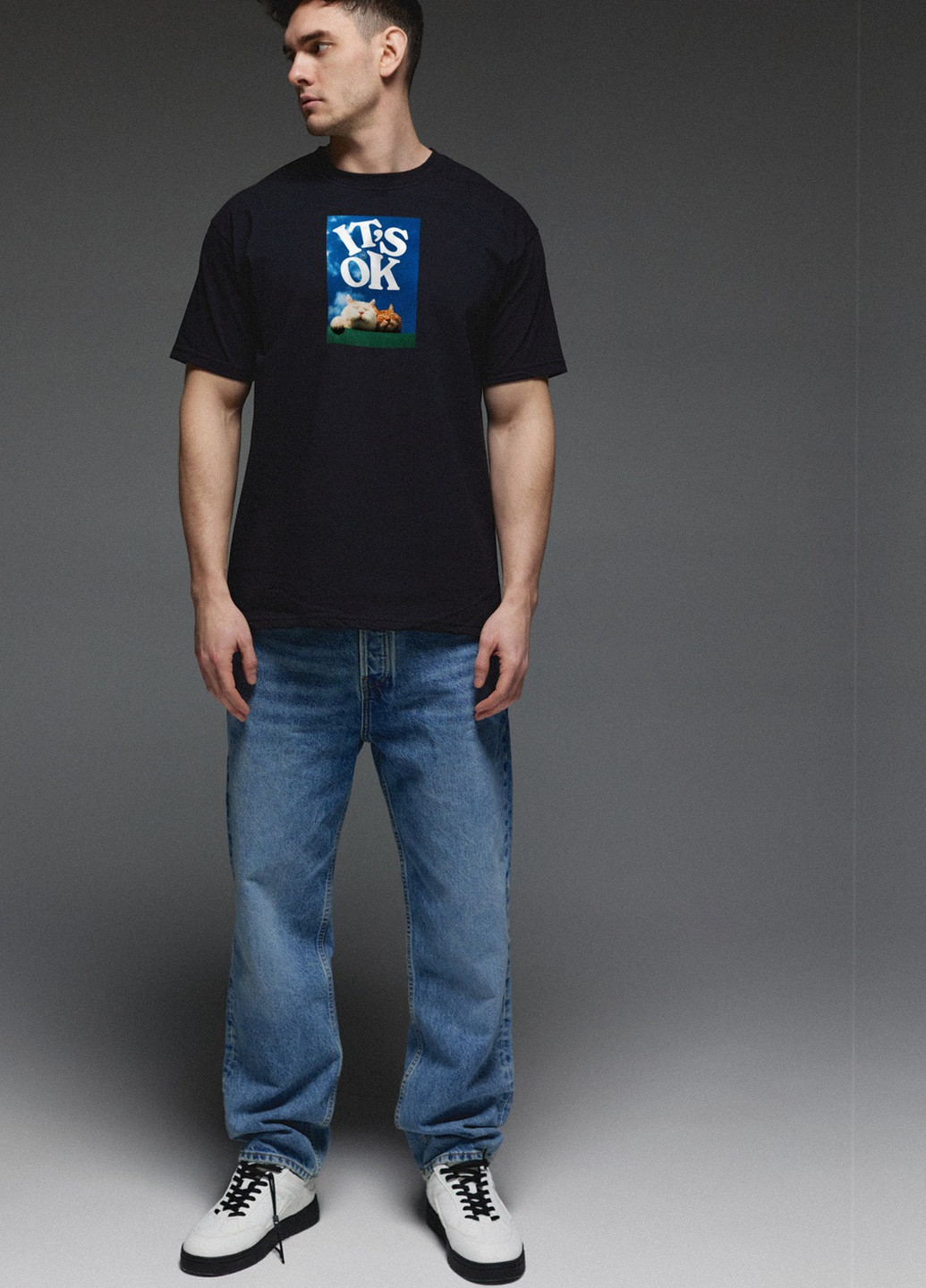 Чорна футболка чоловіча чорна "it`s ok" Aspirine