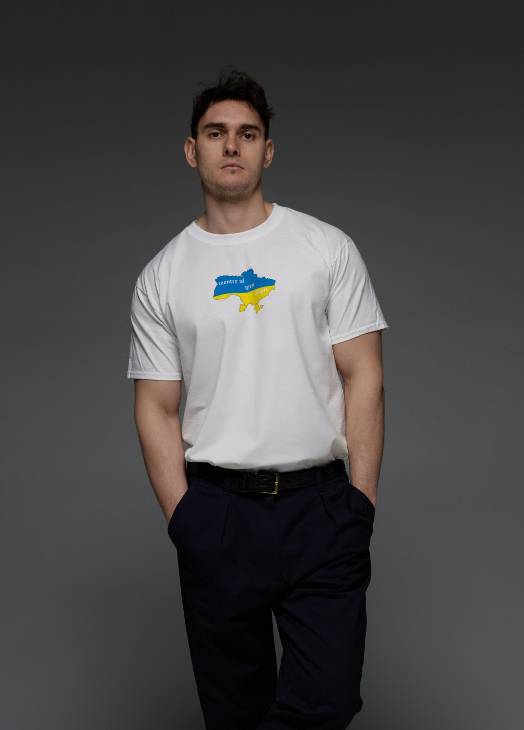 Белая футболка мужская белая "country of great people" Aspirine