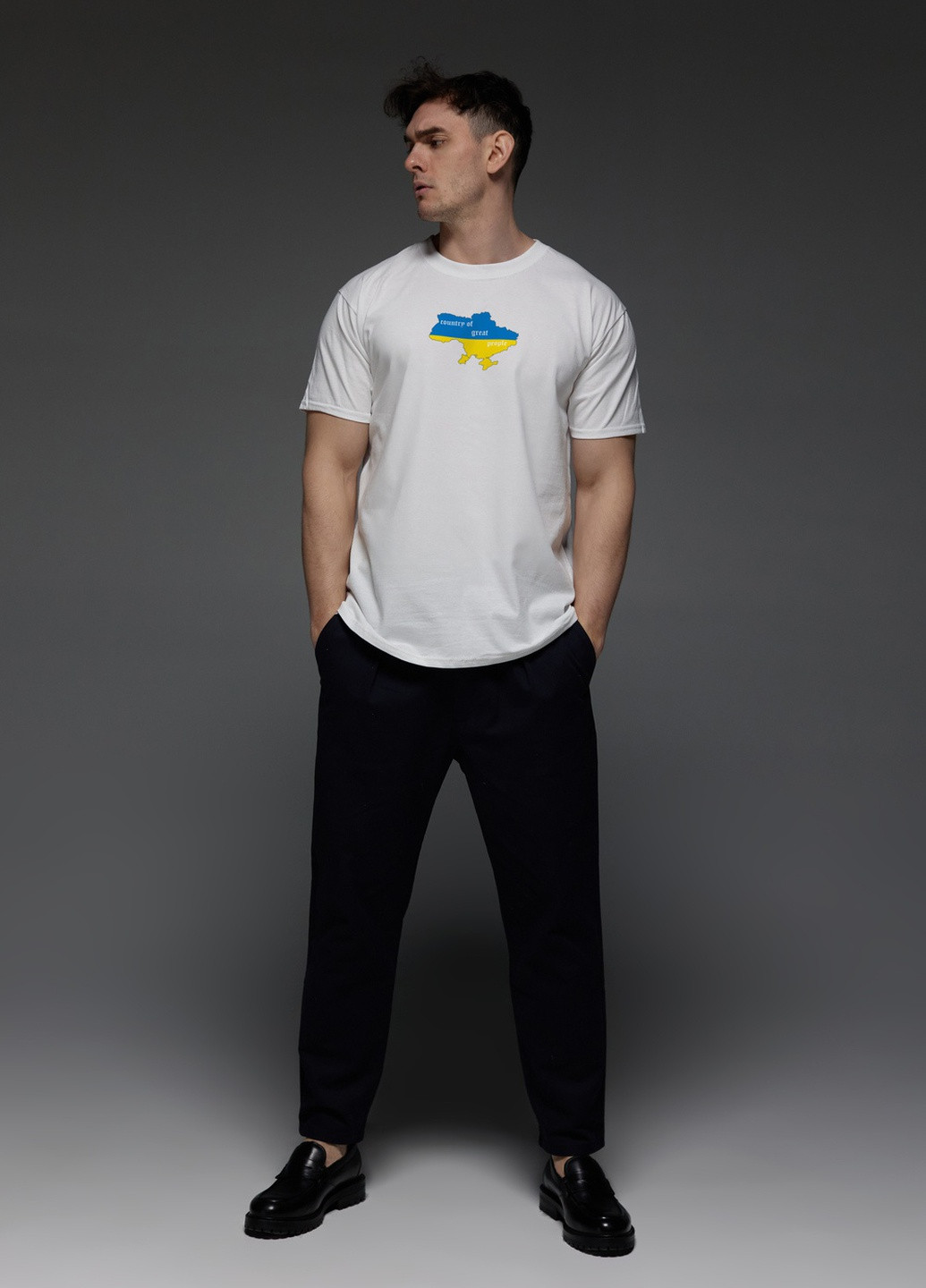Белая футболка мужская белая "country of great people" Aspirine