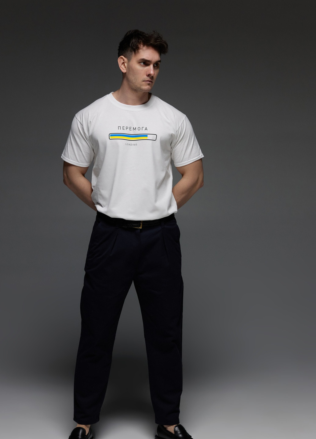 Белая футболка мужская белая " перемога loading" Aspirine