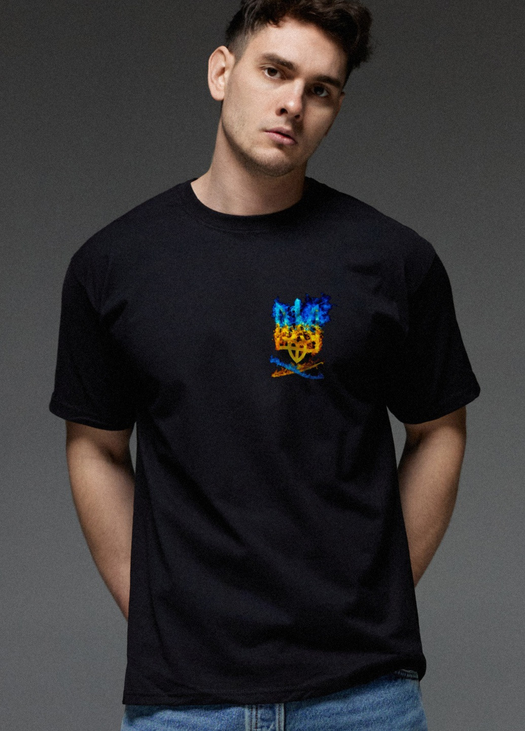 Черная футболка мужская черная патріотична Aspirine