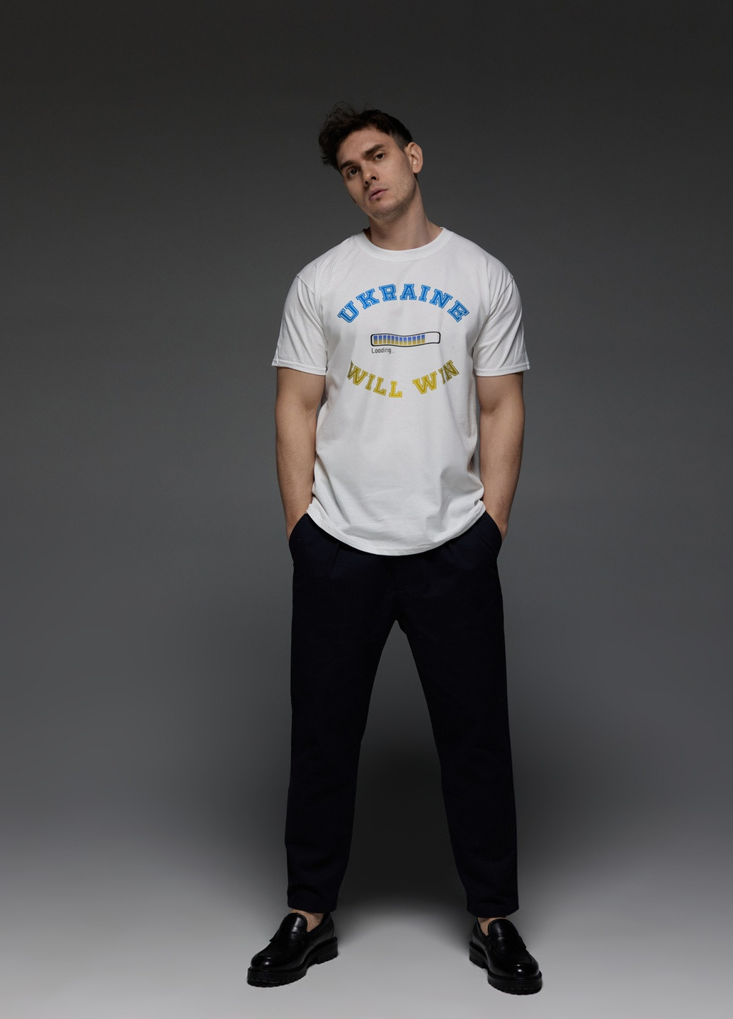 Белая футболка мужская белая "ukraine will win" Aspirine