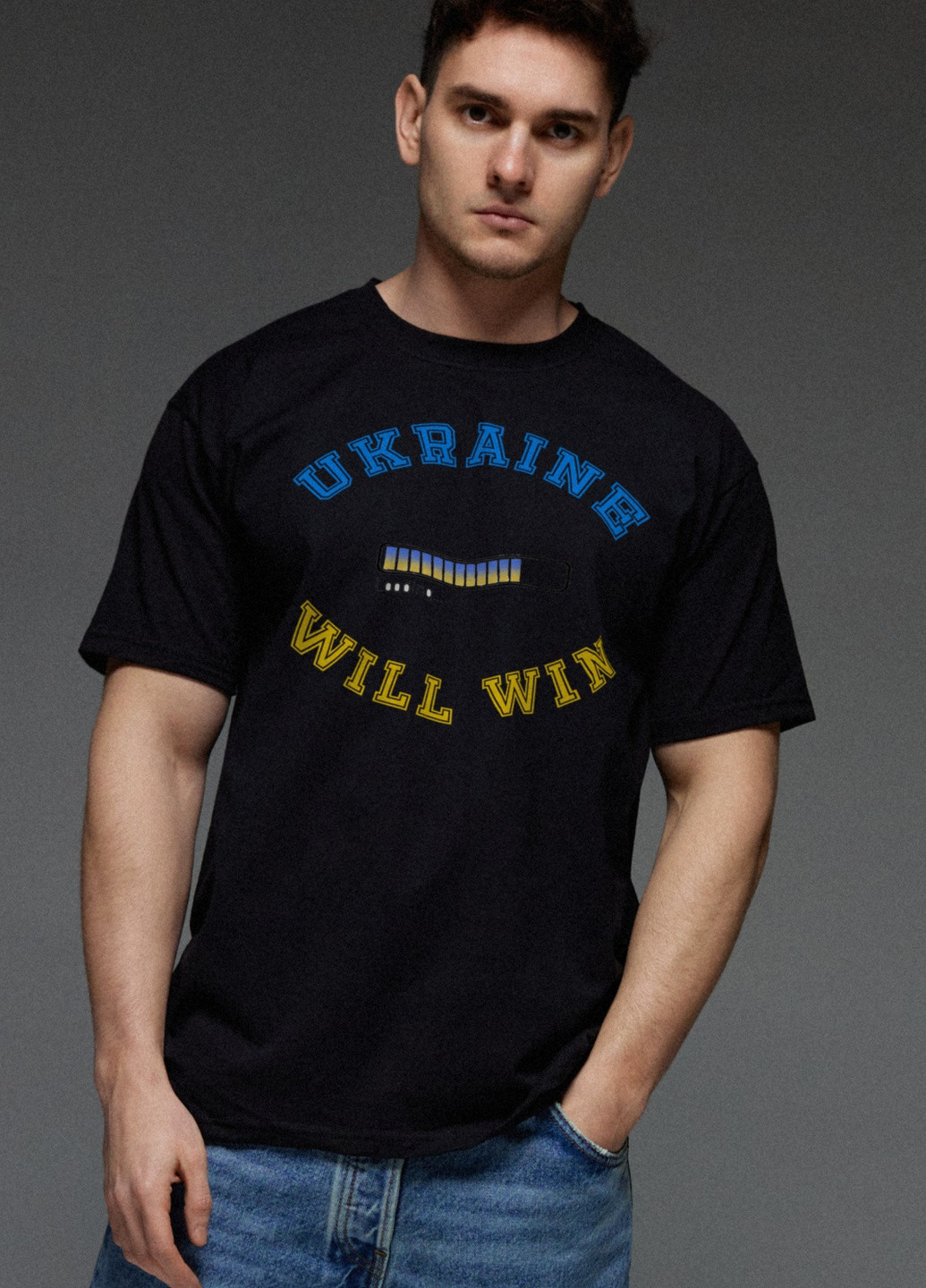 Чорна футболка чоловіча чорна " ukraine will win " Aspirine