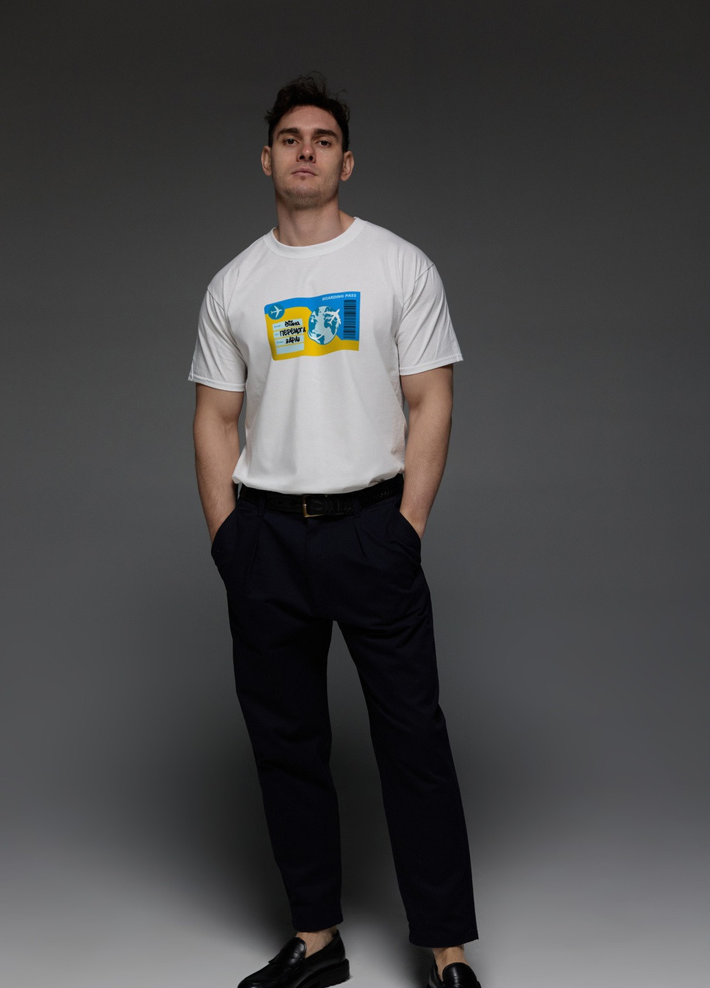 Белая футболка мужская белая "білет до перемоги" Aspirine