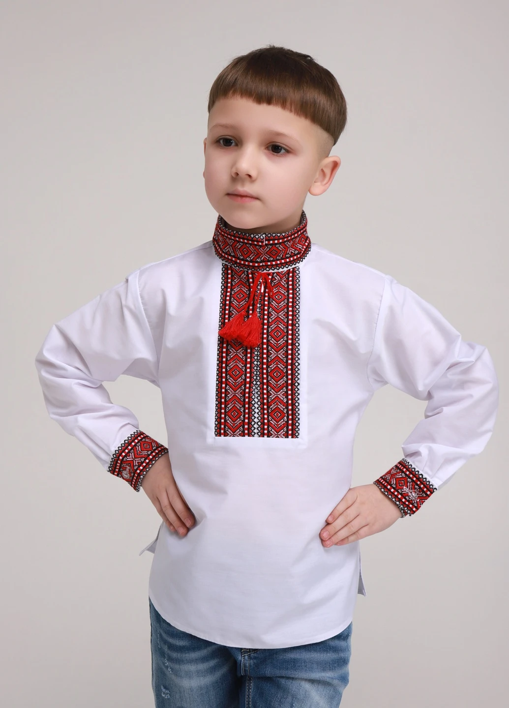 Комбинированная рубашка с вышивкой Козачок (257491455)