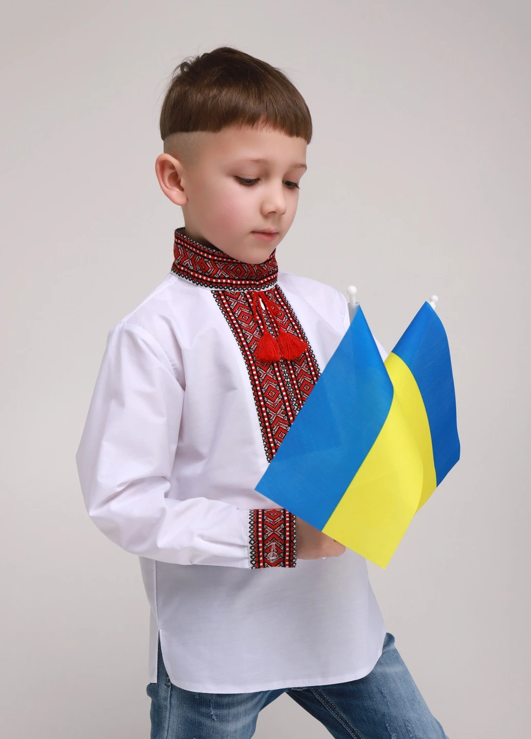 Комбинированная рубашка с вышивкой Козачок (257491455)