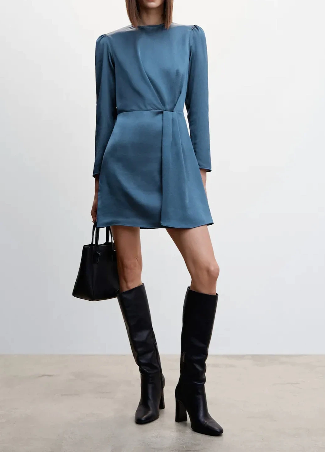 Синее деловое платье Mango однотонное