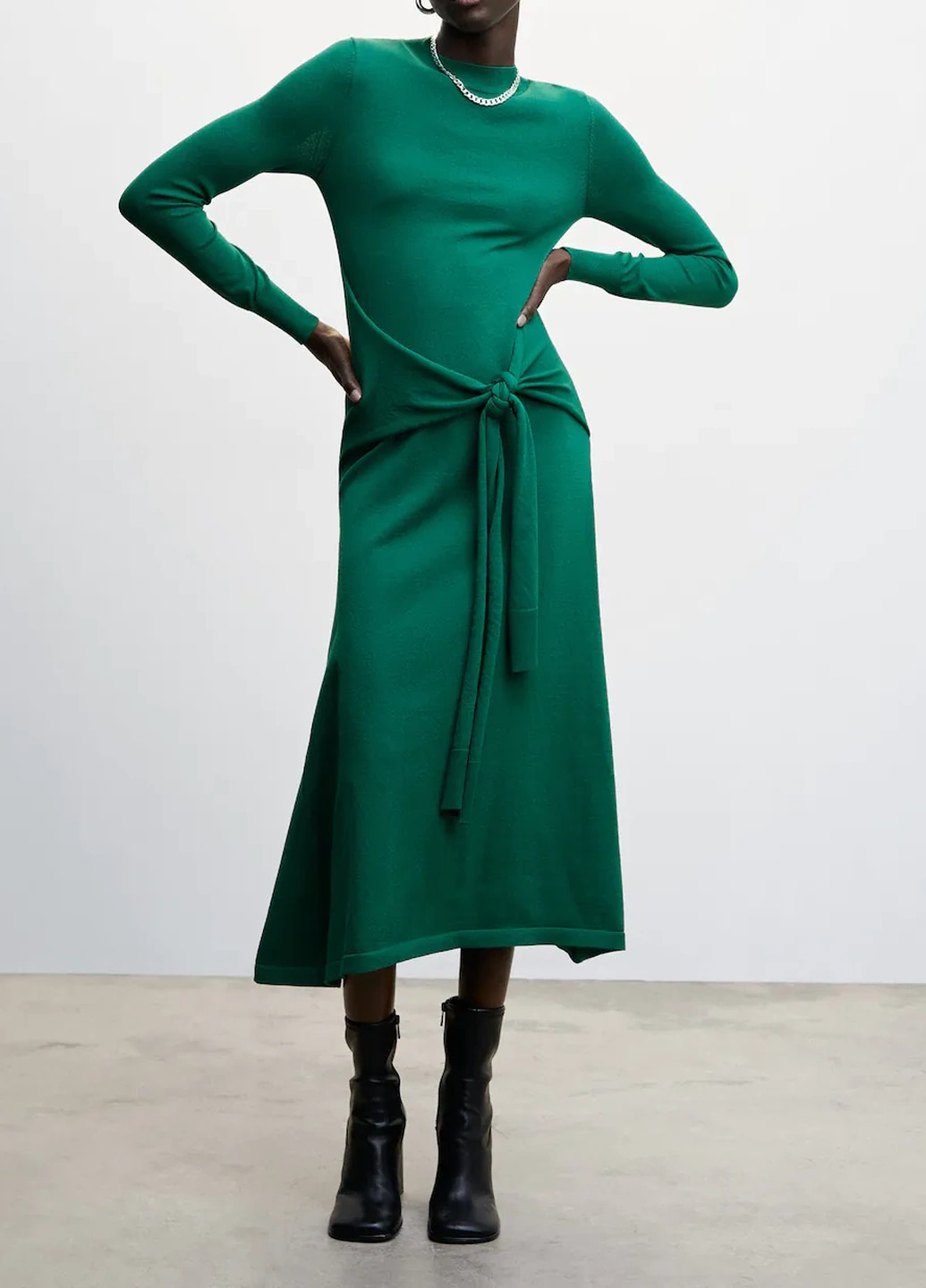 Зеленое повседневный платье Mango однотонное