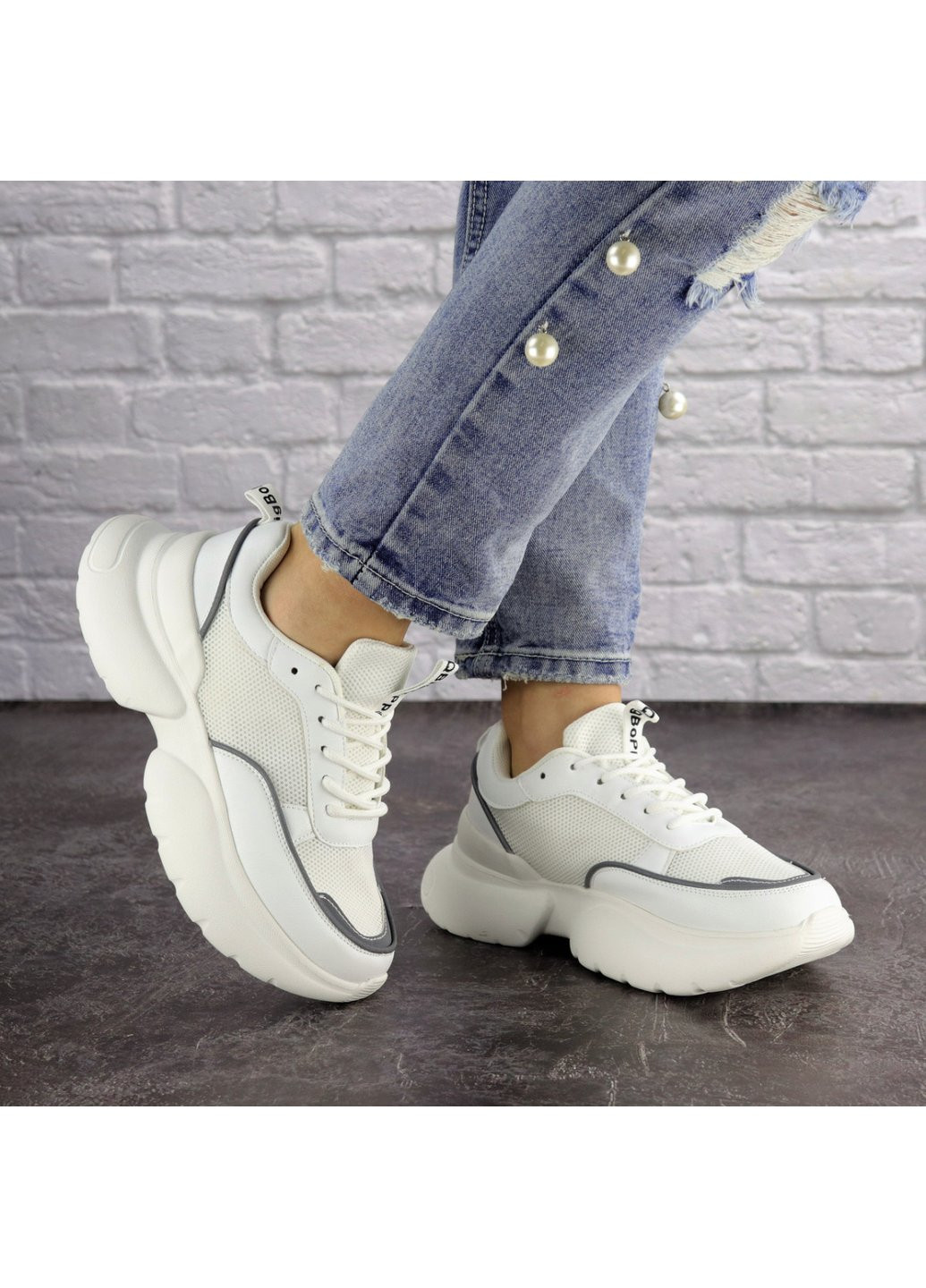 Белые демисезонные женские кроссовки choe 1583 24 белый Fashion